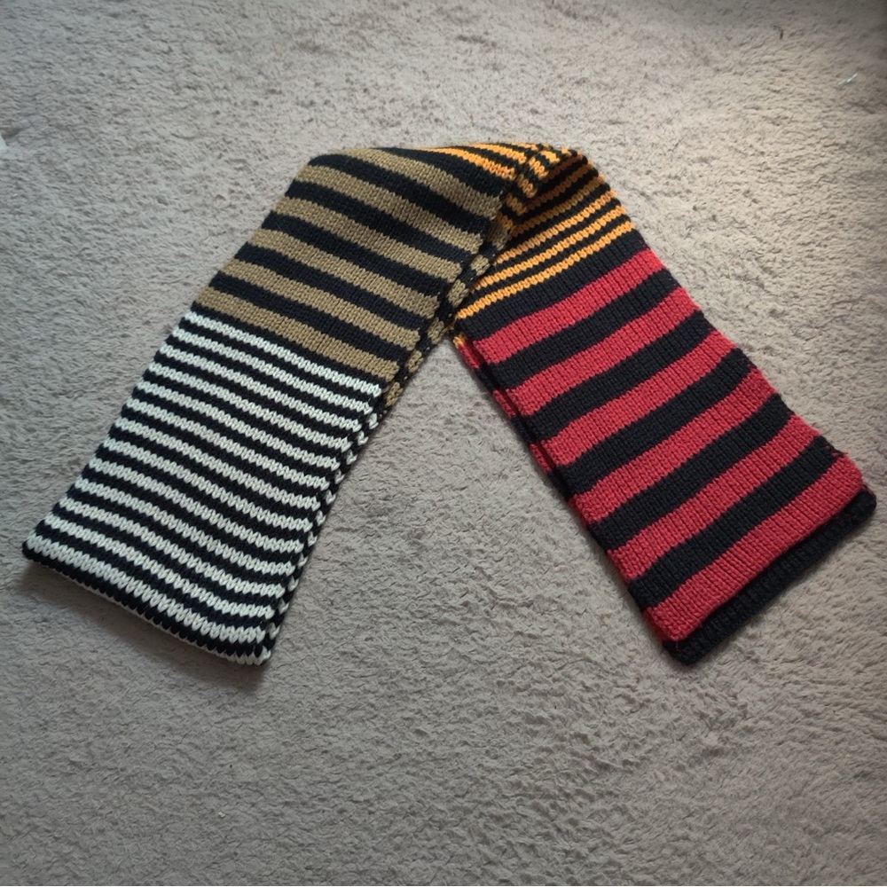 Vera Bradley Striped Knit Scarf Bittersweet Black, White, Red, Yellow, Olive